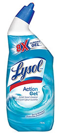 Lysol Toilet Bowl Cleaner, Action Gel, Spring Waterfall, For Cleaning and Disinfecting, Stain Removal, 8x Clinging Gel, 710ml