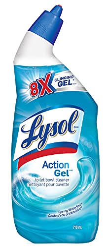 Lysol Toilet Bowl Cleaner, Action Gel, Spring Waterfall, For Cleaning and Disinfecting, Stain Removal, 8x Clinging Gel, 710ml