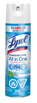 Lysol Disinfectant Spray, All in One, Crisp Linen, Disinfect and Eliminate Odours on Hard Surfaces and Fabrics, Kills 99.99% of Viruses & Bacteria, 539g